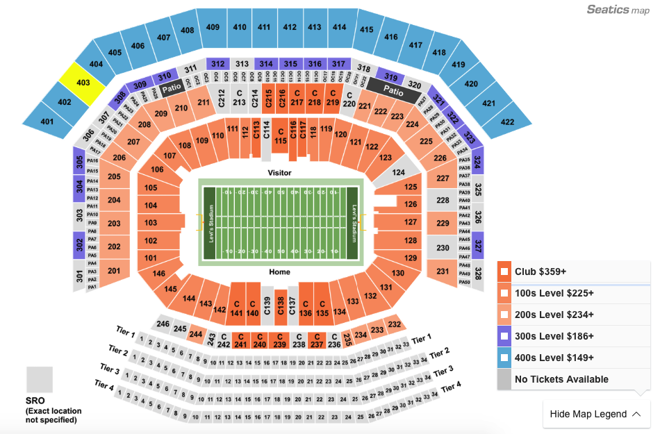 Introducir 78+ imagen levi's stadium detailed seating chart - Abzlocal.mx